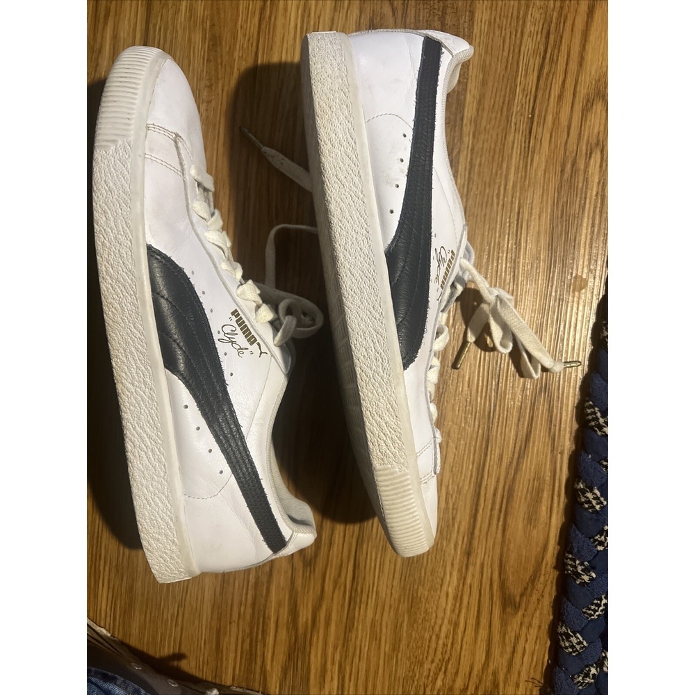 Puma CLYDE‎ Black/White Leather Lace Up Low Top Sneakers Men's Size 13